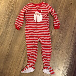 Carter's Red and Gray Striped Santa Footie